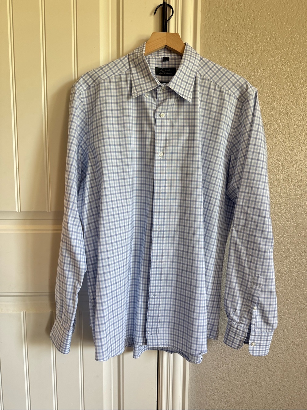 Bergdorf Goodman Men’s Cotton Blue Plaid Button Down Shirt XL | Made in Italy